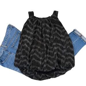 NWT Anthropologie Black W/Metallic Shimmer Chevron Print Detail Top - SIZE M